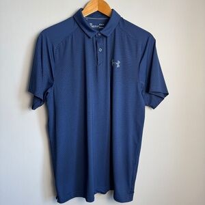Under Armour HeatGear Men's Polo Shirt Blue Large Activewear Outdoor Golf Active